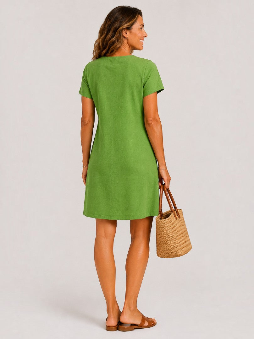 Anahí Vestido de verano en verde tipo lino