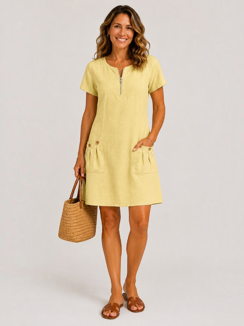 Anahí Vestido de verano en verde tipo lino