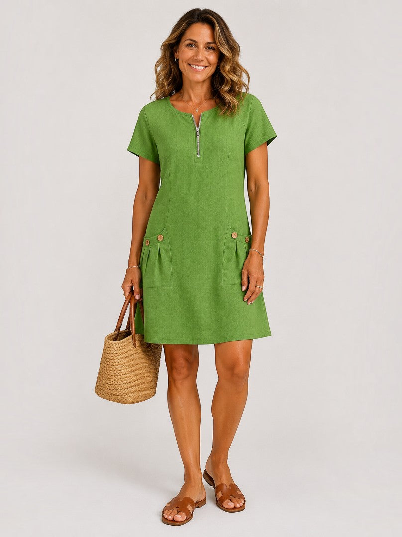 Anahí Vestido de verano en verde tipo lino