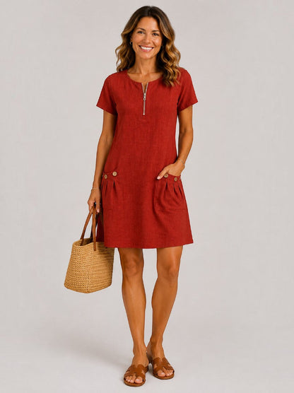 Anahí Vestido de verano en verde tipo lino
