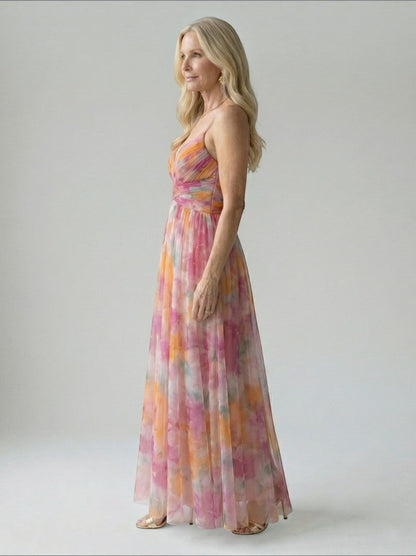 Emilia Vestido largo con degradado en rosa