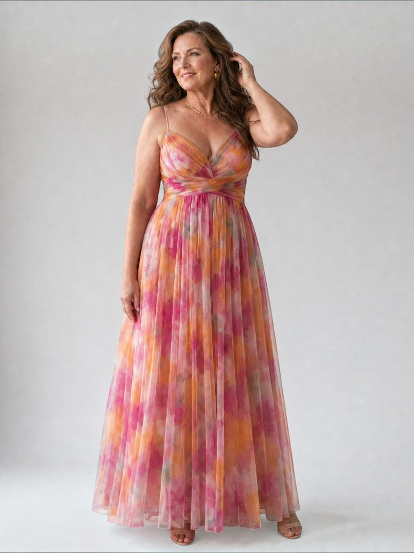 Emilia Vestido largo con degradado en rosa