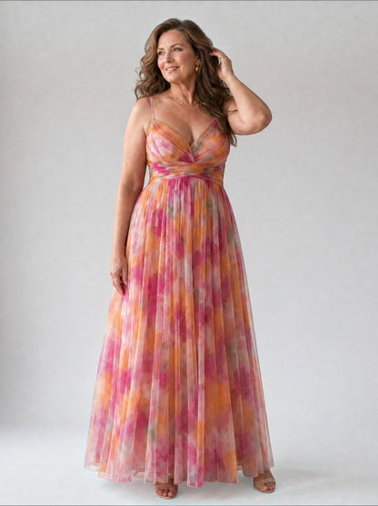Emilia Vestido largo con degradado en rosa