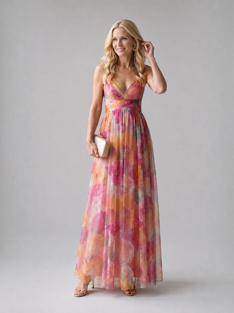 Emilia Vestido largo con degradado en rosa