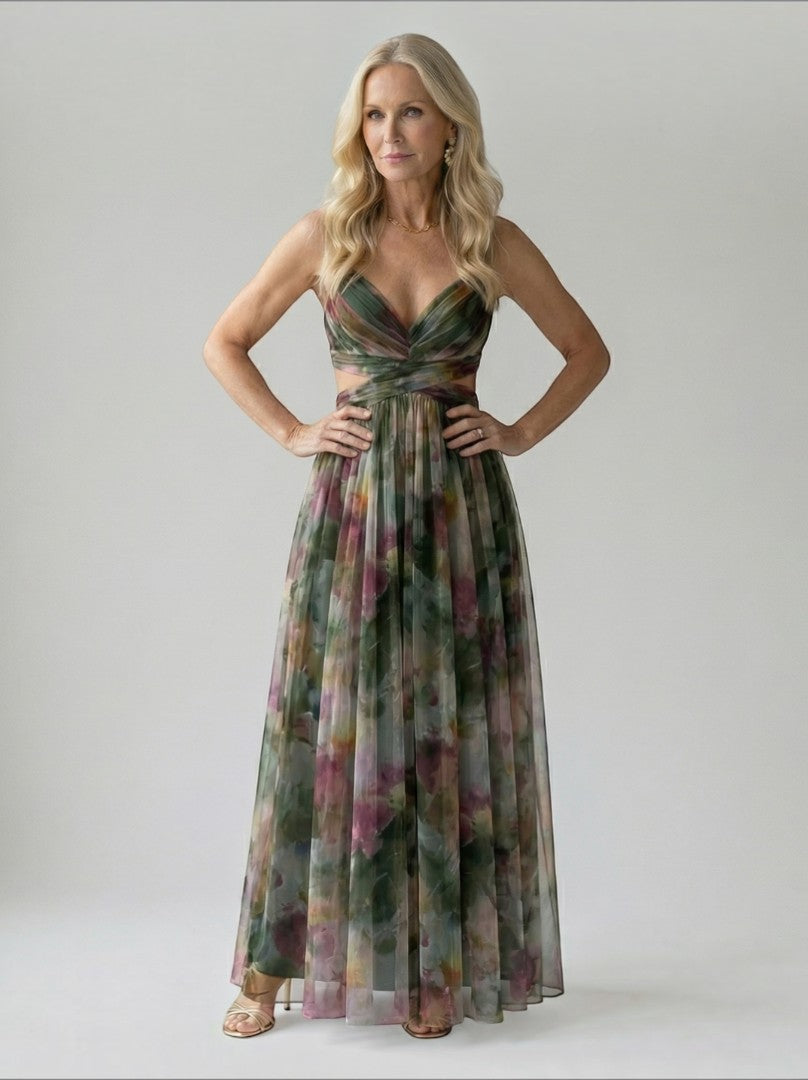 Emilia Vestido largo con degradado en rosa