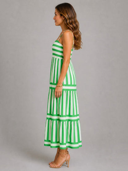 Antonia Vestido largo de rayas en verde