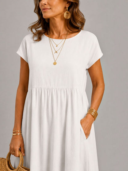Alejandra Vestido de verano en blanco tipo lino