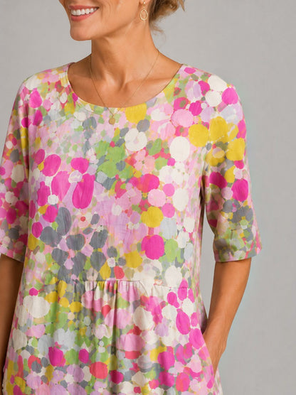Alicia Vestido midi con flores en acuarela