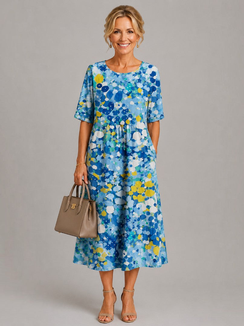Alicia Vestido midi con flores en acuarela