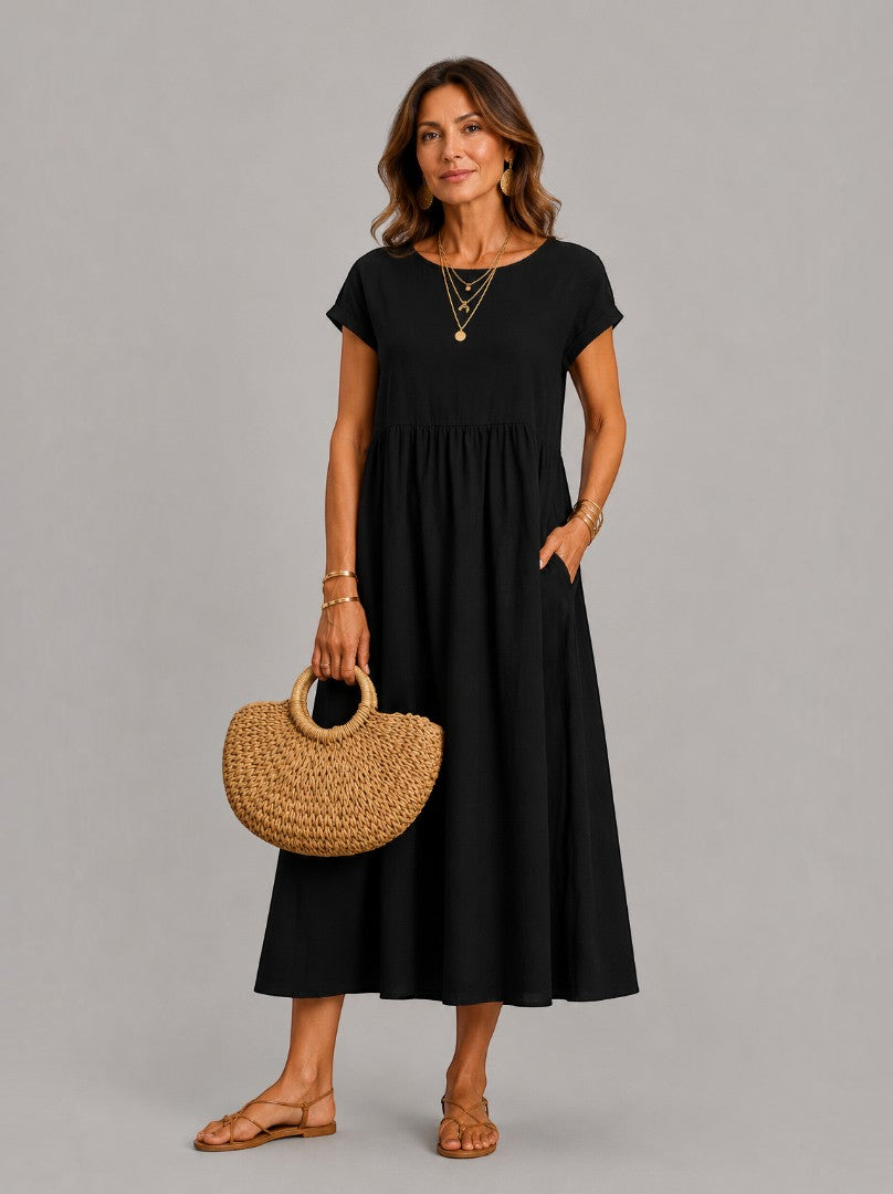 Alejandra Vestido de verano en blanco tipo lino