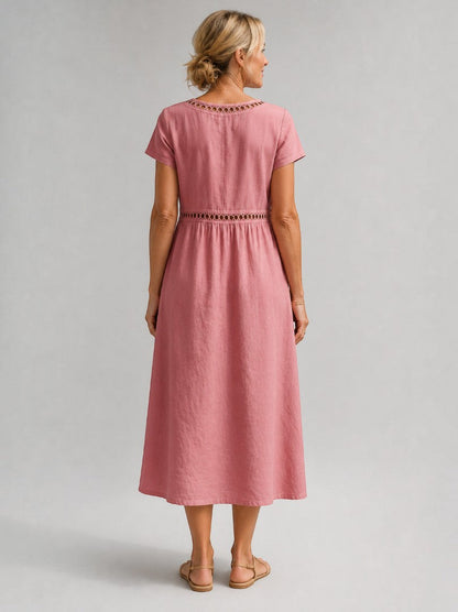Brenda Vestido de verano en rosa palo tipo lino