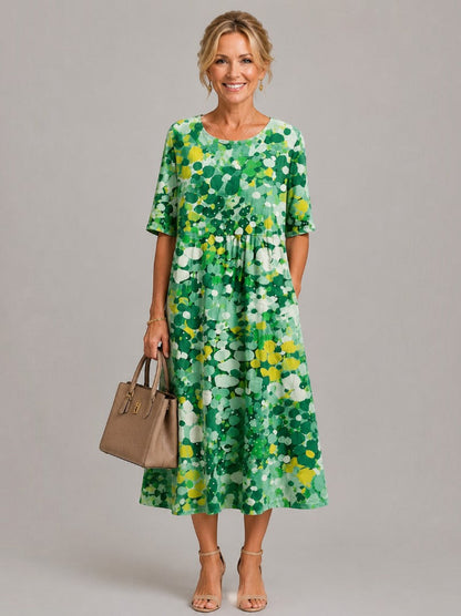 Alicia Vestido midi con flores en acuarela