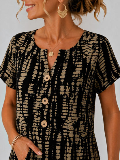Fernanda Vestido de verano con estampado gráfico en negro