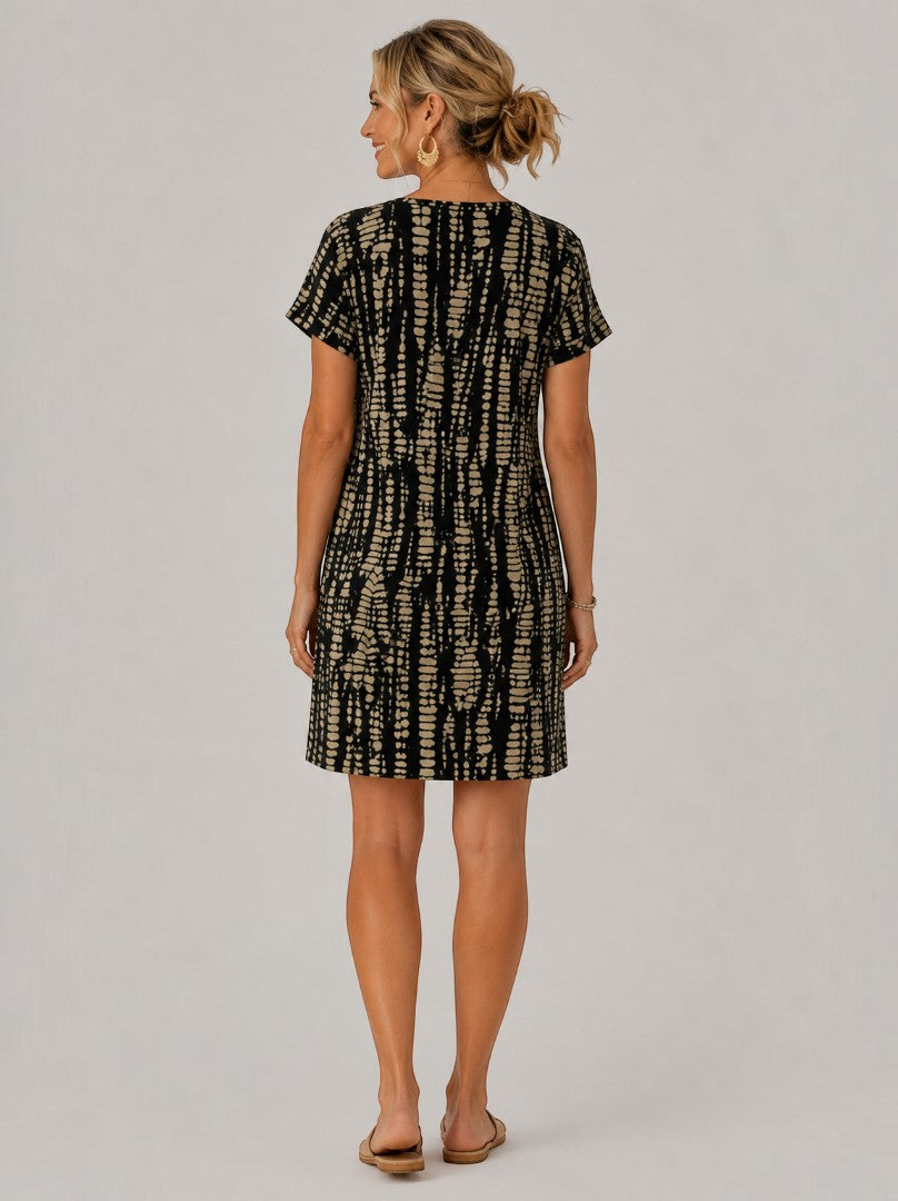 Fernanda Vestido de verano con estampado gráfico en negro