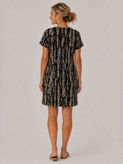 Fernanda Vestido de verano con estampado gráfico en negro