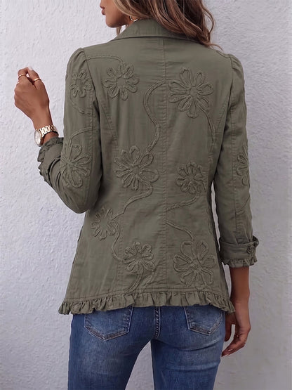 Bohumila | Boho bunda s květinovou výšivkou a volánky